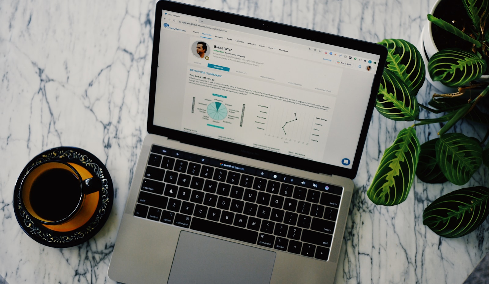 A laptop displaying an analytics dashboard