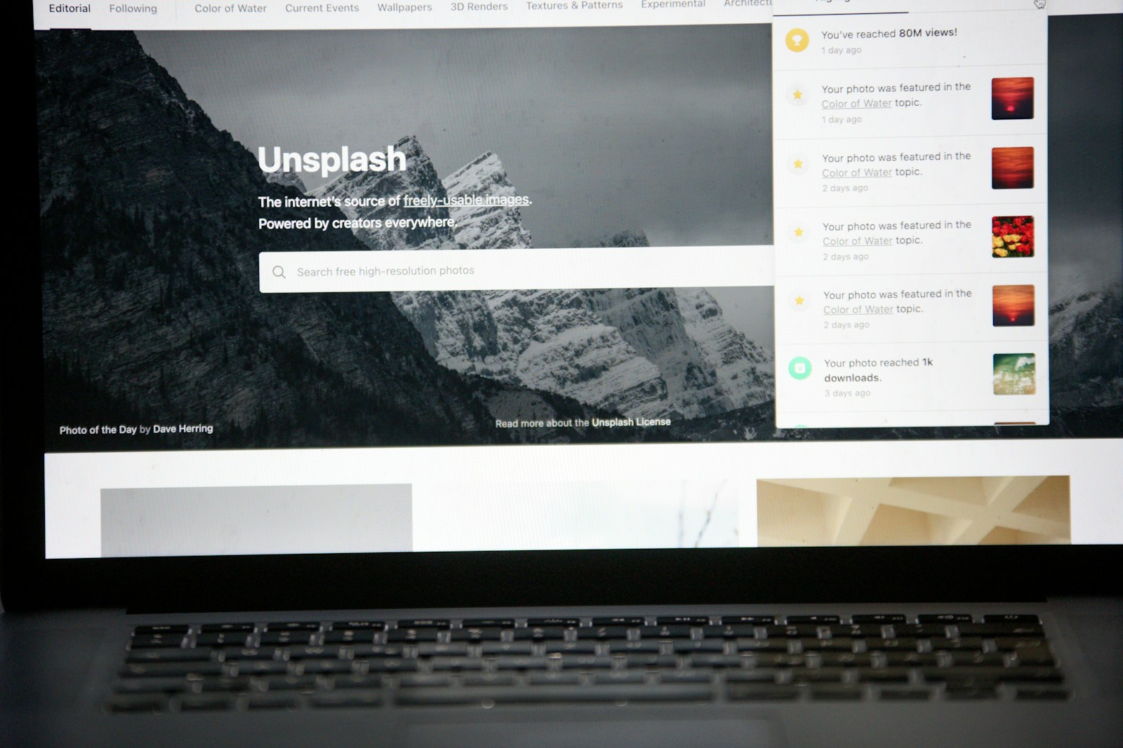 A laptop displaying a website